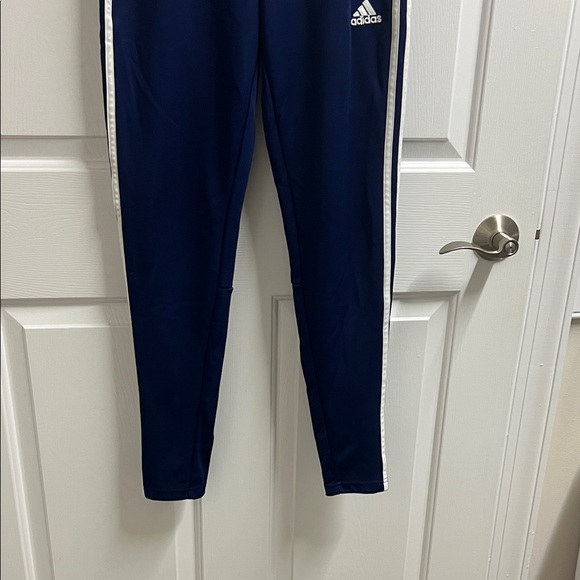 Adidas women’s Dark navy Blue Joggers running White Stripes small S - Picture 3 of 9